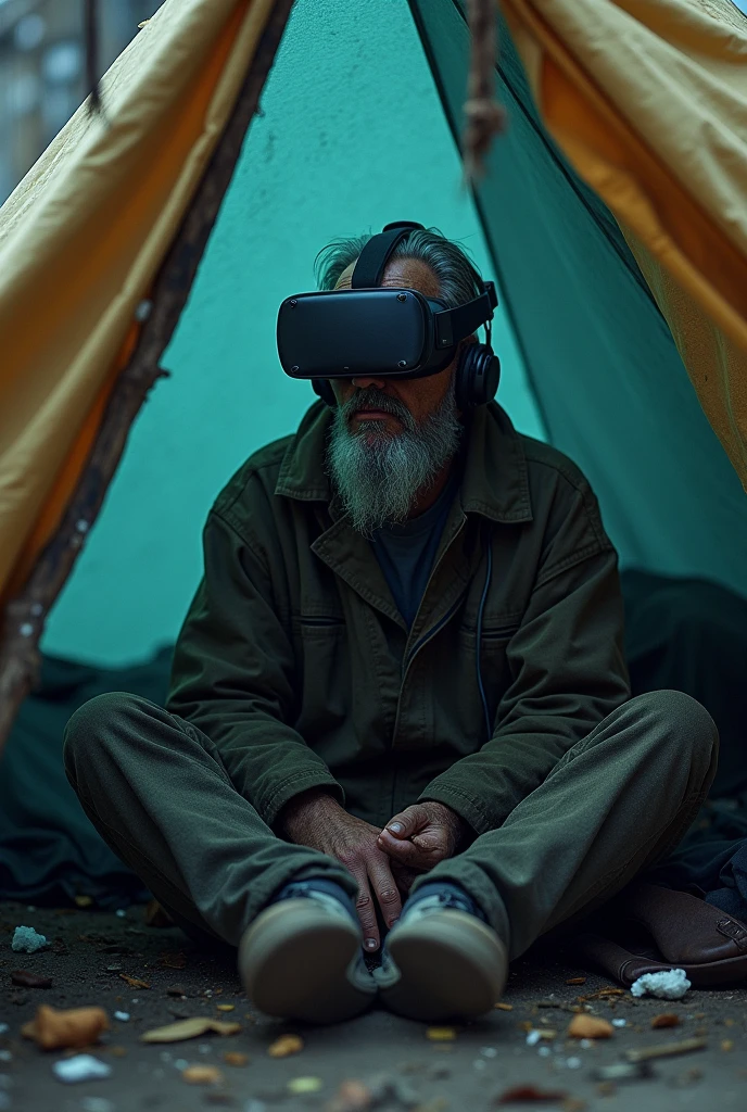 Homeless using vr in tent unreal