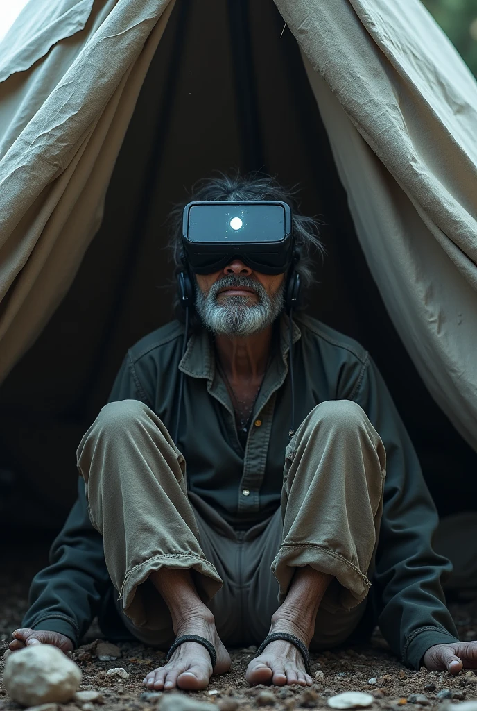 Homeless using vr in tent unreal