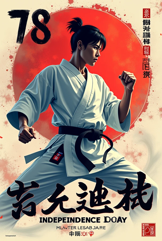 I have a karate class I want a  78th Independence Day poster by Kenyu ryu karate class and the theme of the poster in a karate 