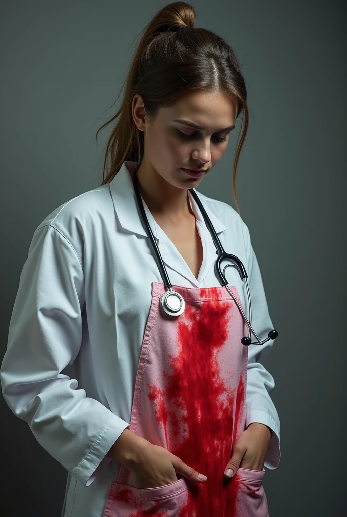Hi
Generate a image which show's rape case on doctor where her white apron turned red by blood