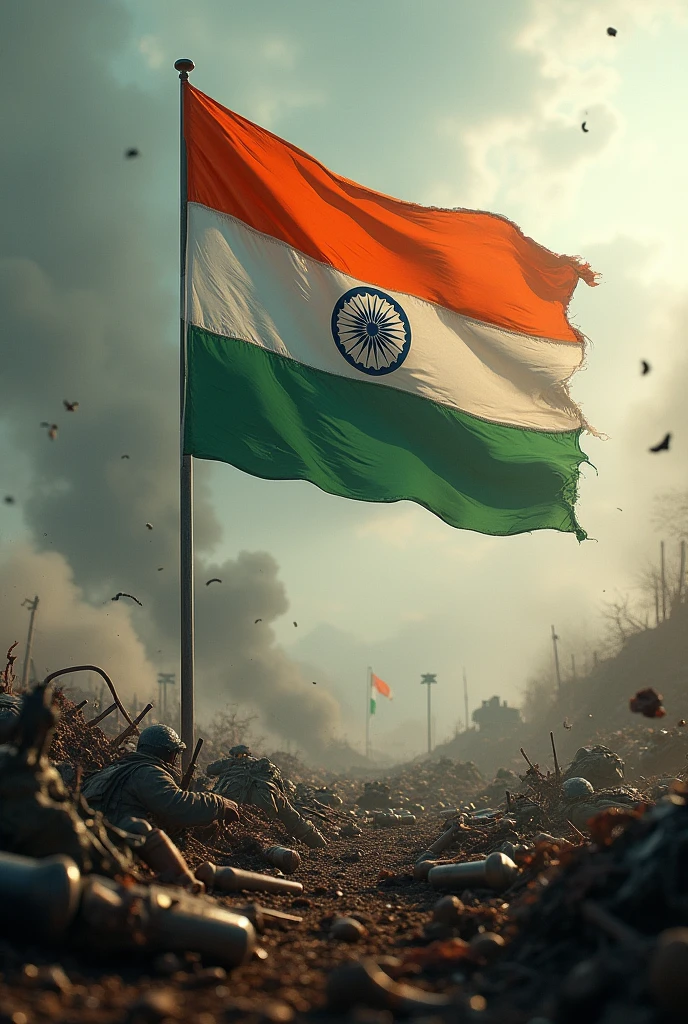 Indian flag in war field