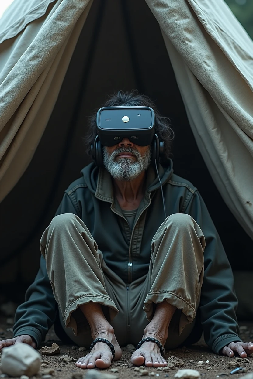 Homeless using vr in tent unreal