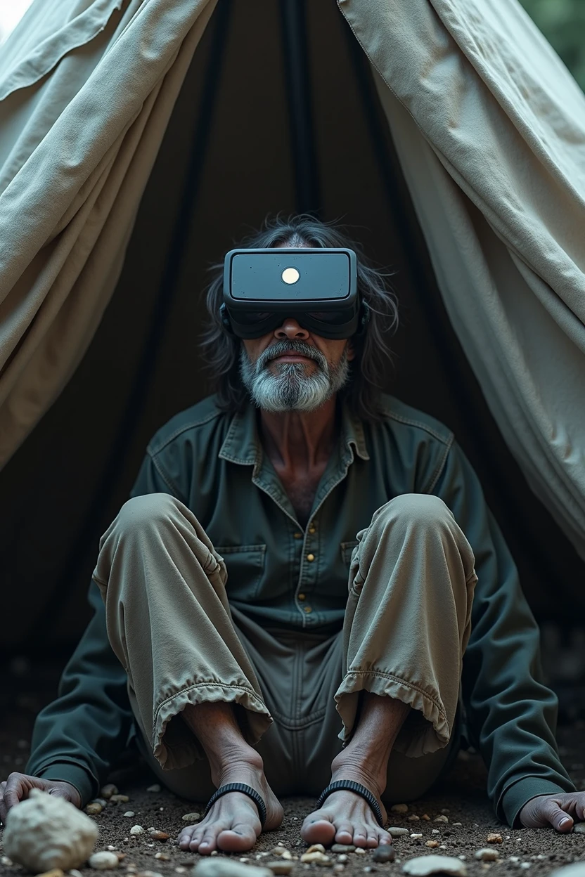 Homeless using vr in tent unreal