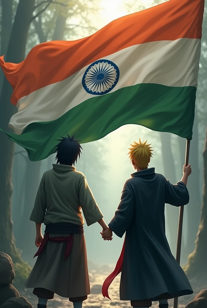 Indian flag in itachi hand and Naruto hand