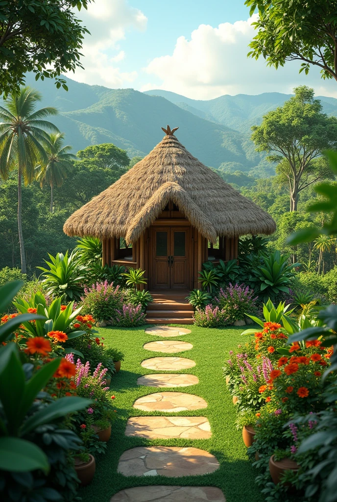 Gardens landscaping with Bahay Kubo in the Philippines 