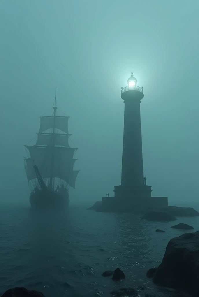 Mysterious fog, ghost ships shrouded in thick mist, strange half-fishmen on the surface of the water, and a broken lighthouse shining in the wrong direction,