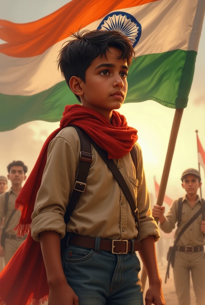 One boy with Bhagat 
singh independence 