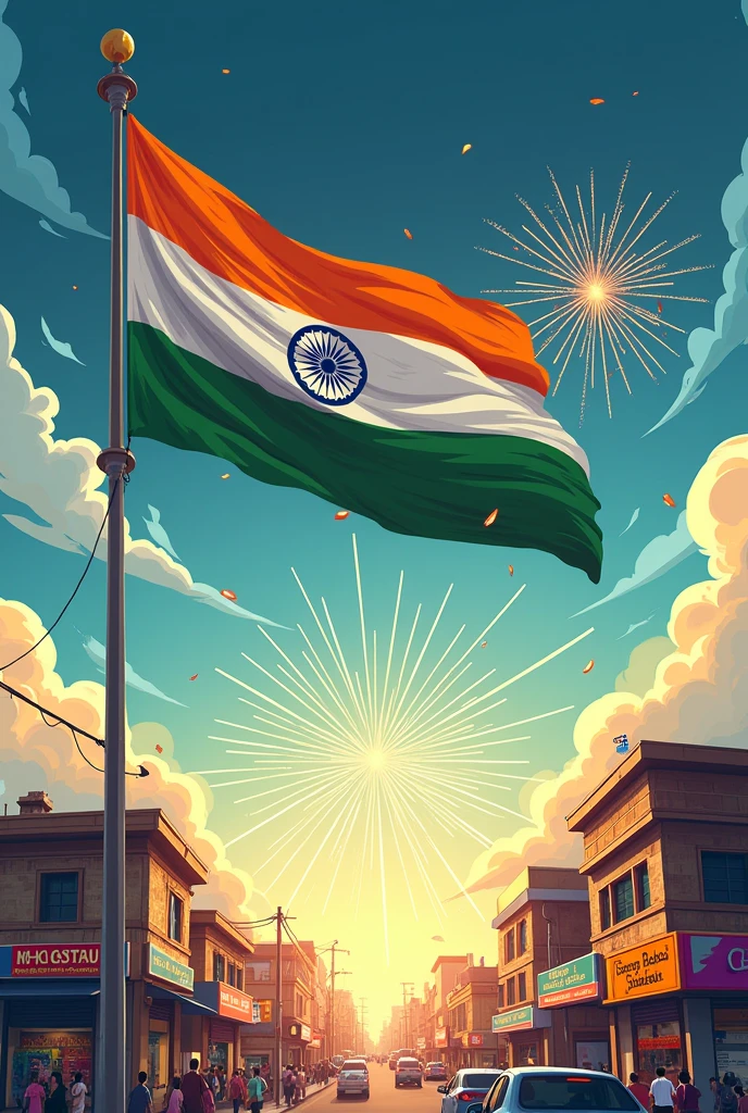 Create independence day flag with 78 anniversary and highlight the Sai Rama Krishna Hardware and General stores