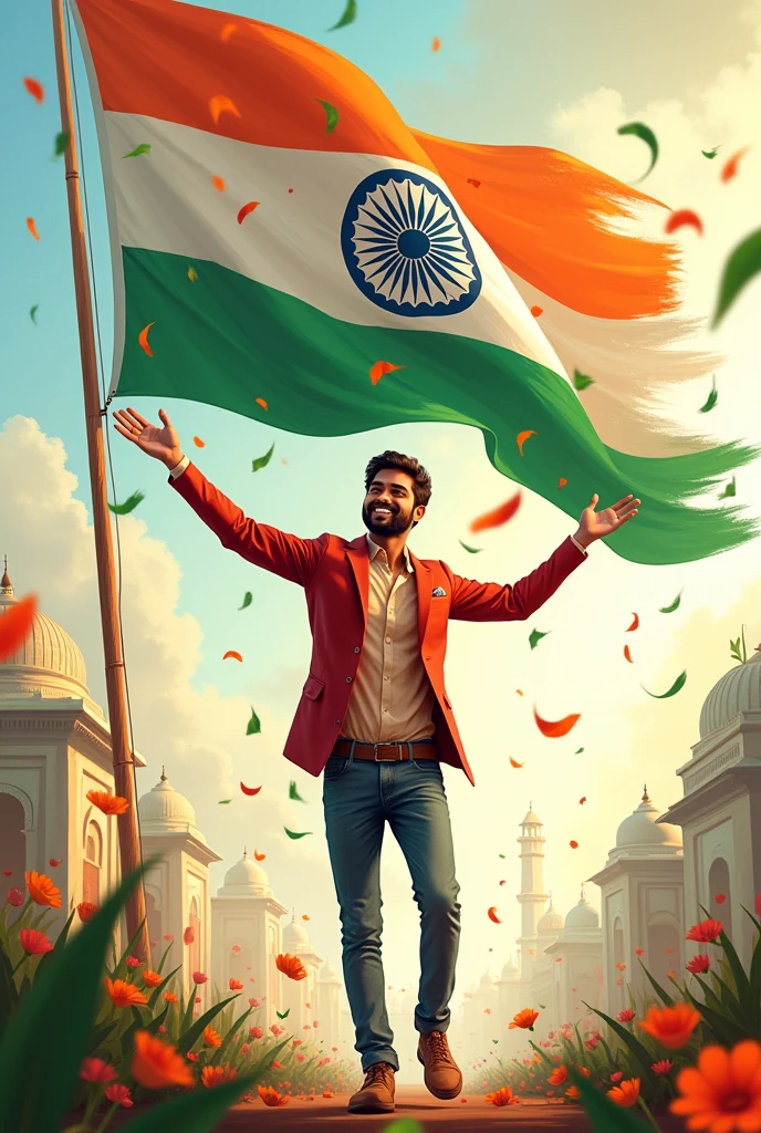 Create happy independence day Arman art with Indian flag