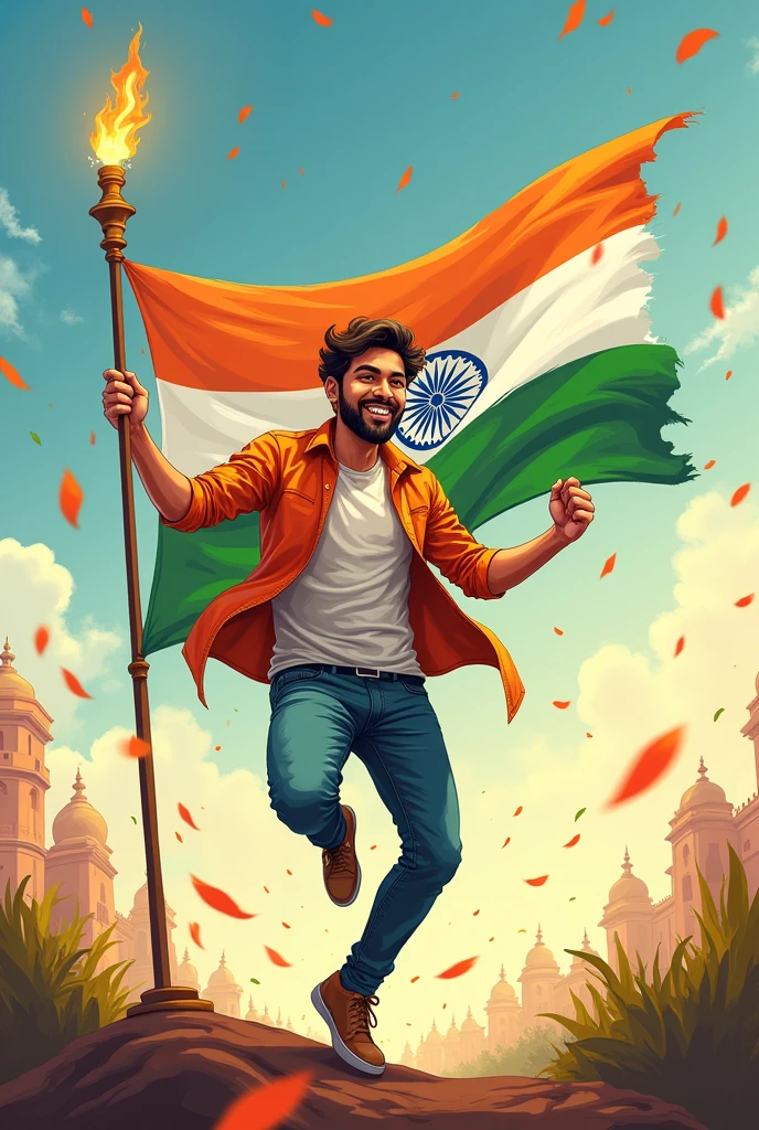 Create happy independence day Arman art with Indian flag 