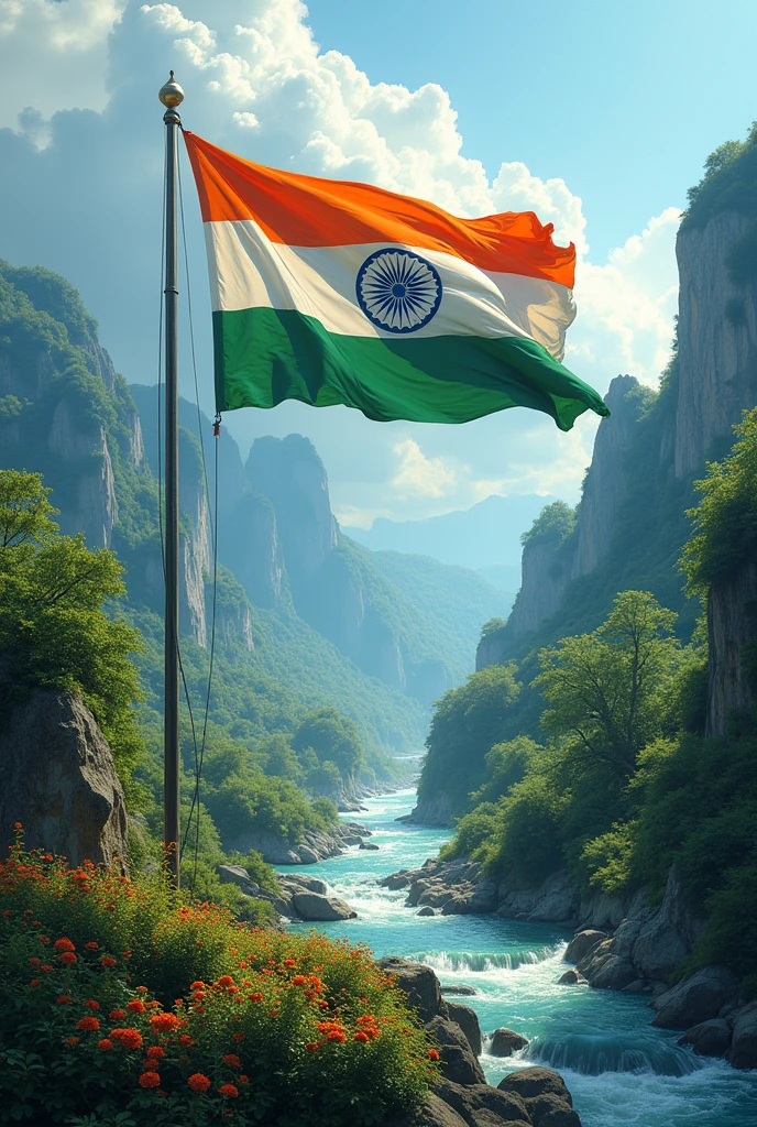 Indian flag with nature in kk