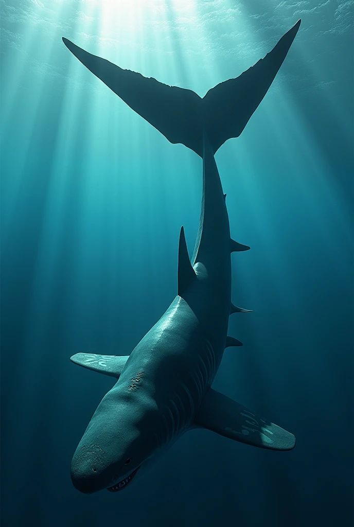 shark　Tail is large　Large tail fin　Show off your tail fin　尾びれsharkの全長より大きい　The tail fin is vertical.　The tail fin spreads out at the top and bottom