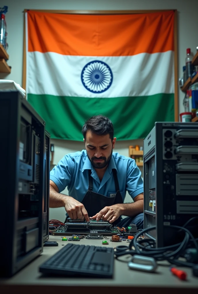 computer repairing and Indian flag