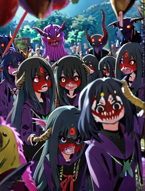 Group of various demons , anime style