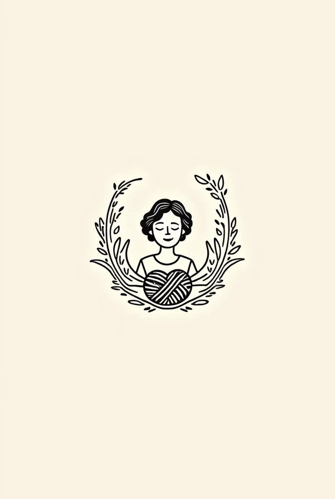 Generate a simple linear logo for a grandmother's business that crochets with love (she wants the wool or yarn to write) Grandma makes a drawing of a grandmother with wool that is just lines