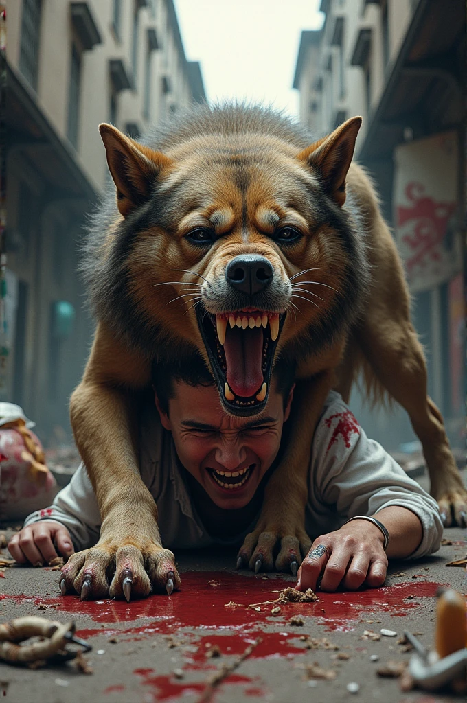 A dog attack a person
