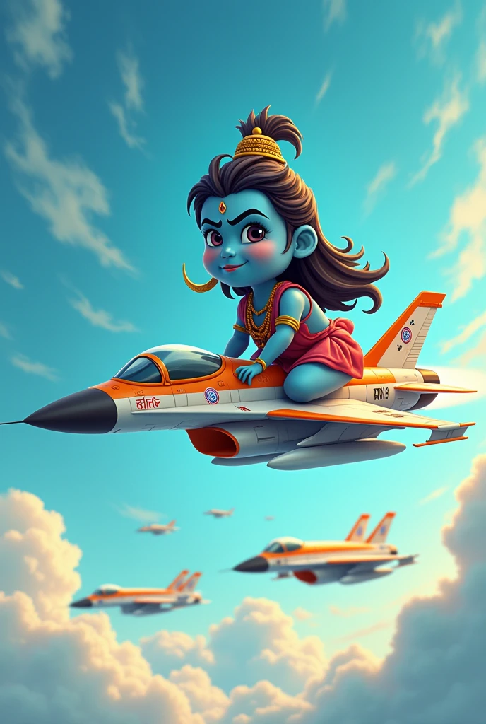 Cute mahadev flying Indian fighters plan