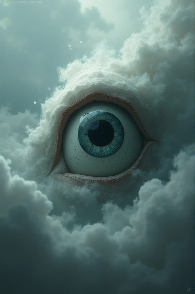 Clouds in the sky with a sad eye in the middle