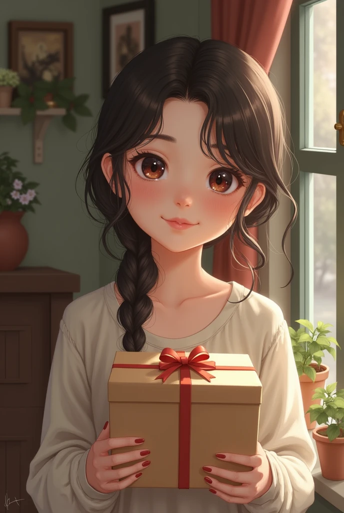 A girl waiting with a parcel