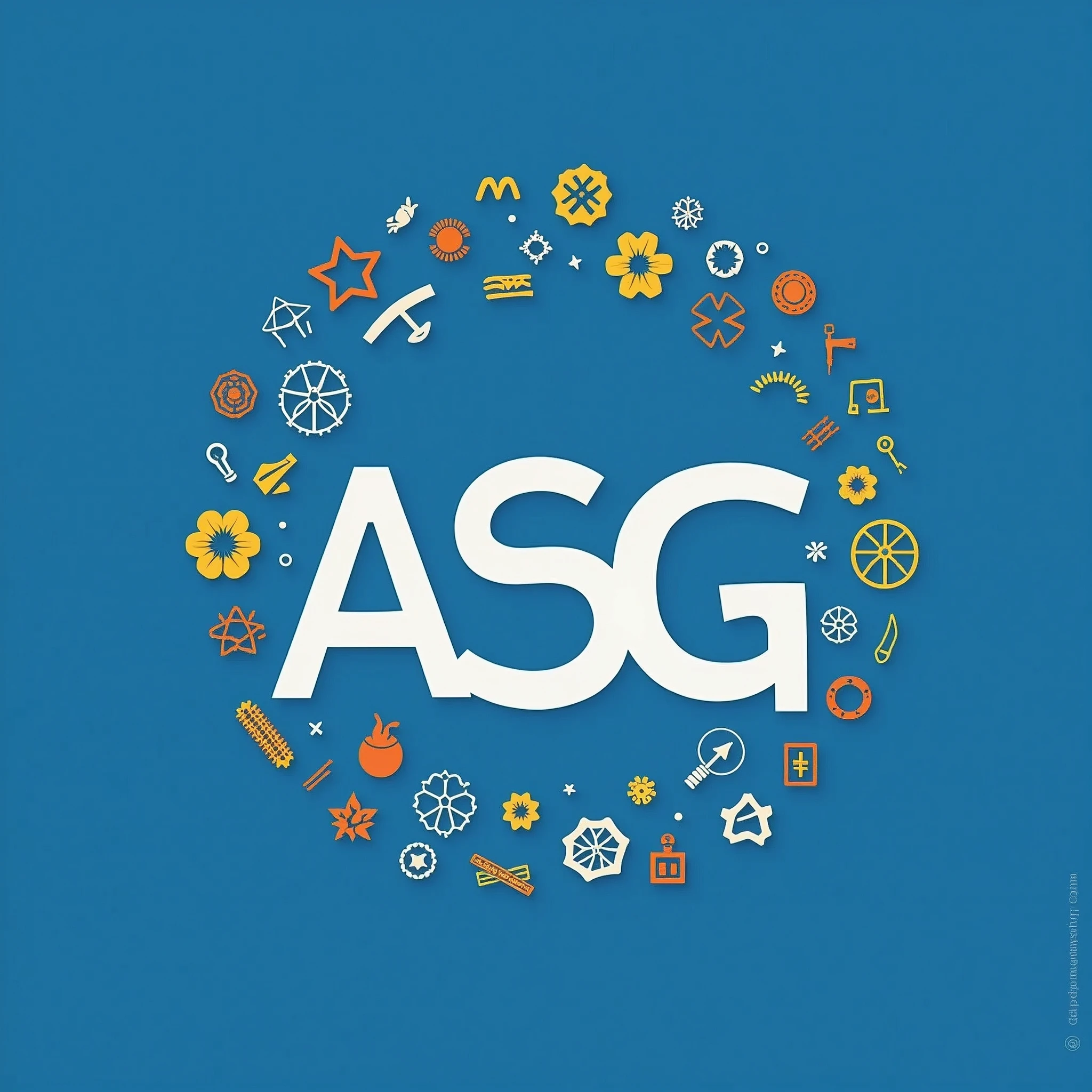 economic zone.、The logo features scattered symbols representing the ASG