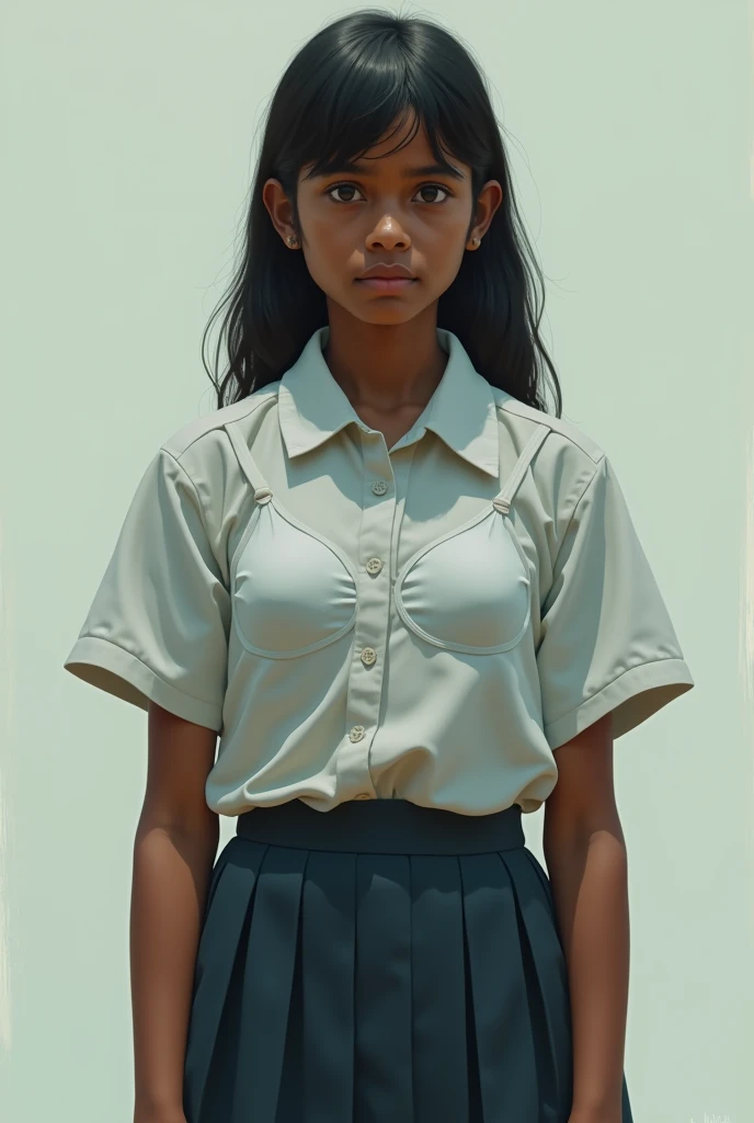 Sri lankan girl with school uniform extra huge with bra