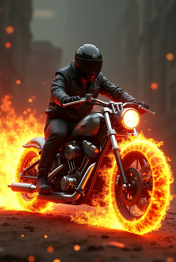 Motorcycle with fire 