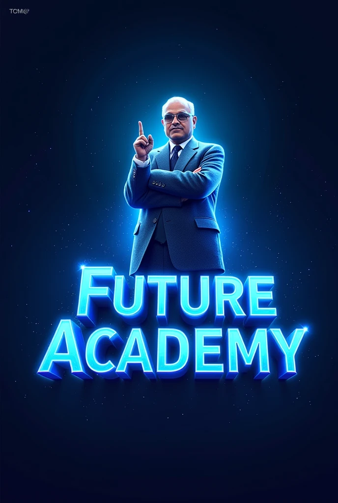 Make a logo of my academy named as the future academy, blue coloured 3D , shining brightly, in space and stars , beautiful,
Dr Bheem rao Ambedkar pointing out his finger to the academy