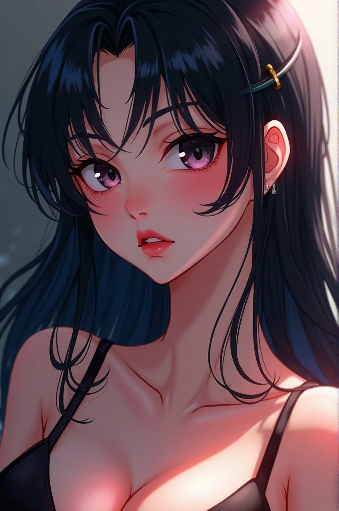 Anime sexy, Black hair, black eye
