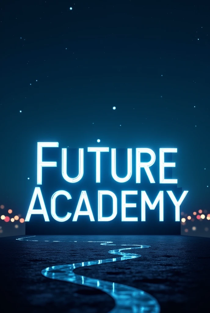 Make a photo of my academy named as the future academy wishes happy independence day , show my names vikas kumar also , shining in the night, blue background, 