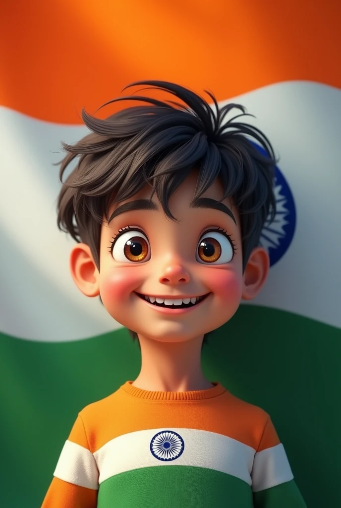 A boy with Indian flag 