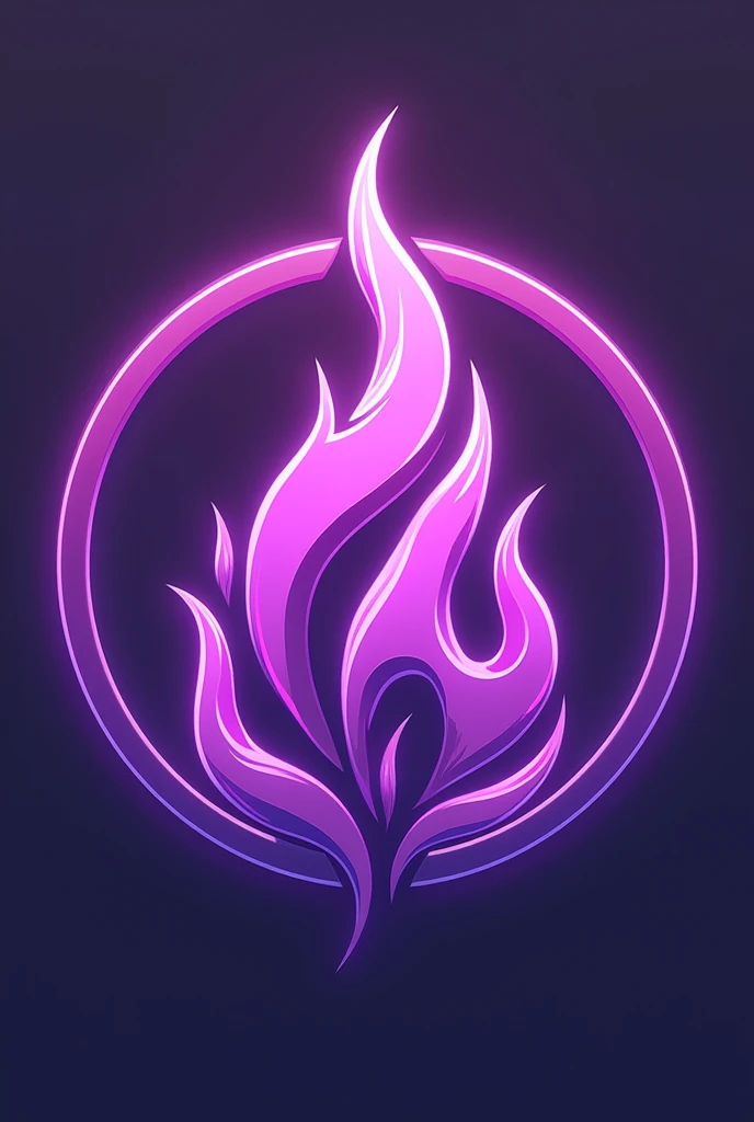 Round logo with purple flames