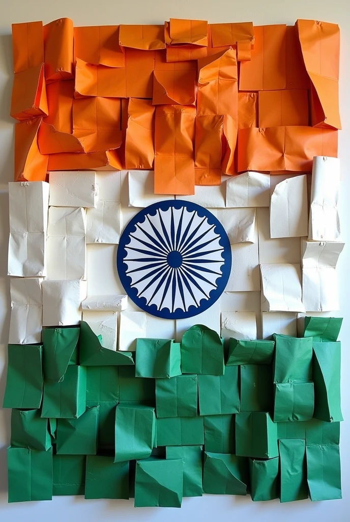 Make a indian flag by joining too many paper bags and paper boxes which can so a unity and togetherness 
