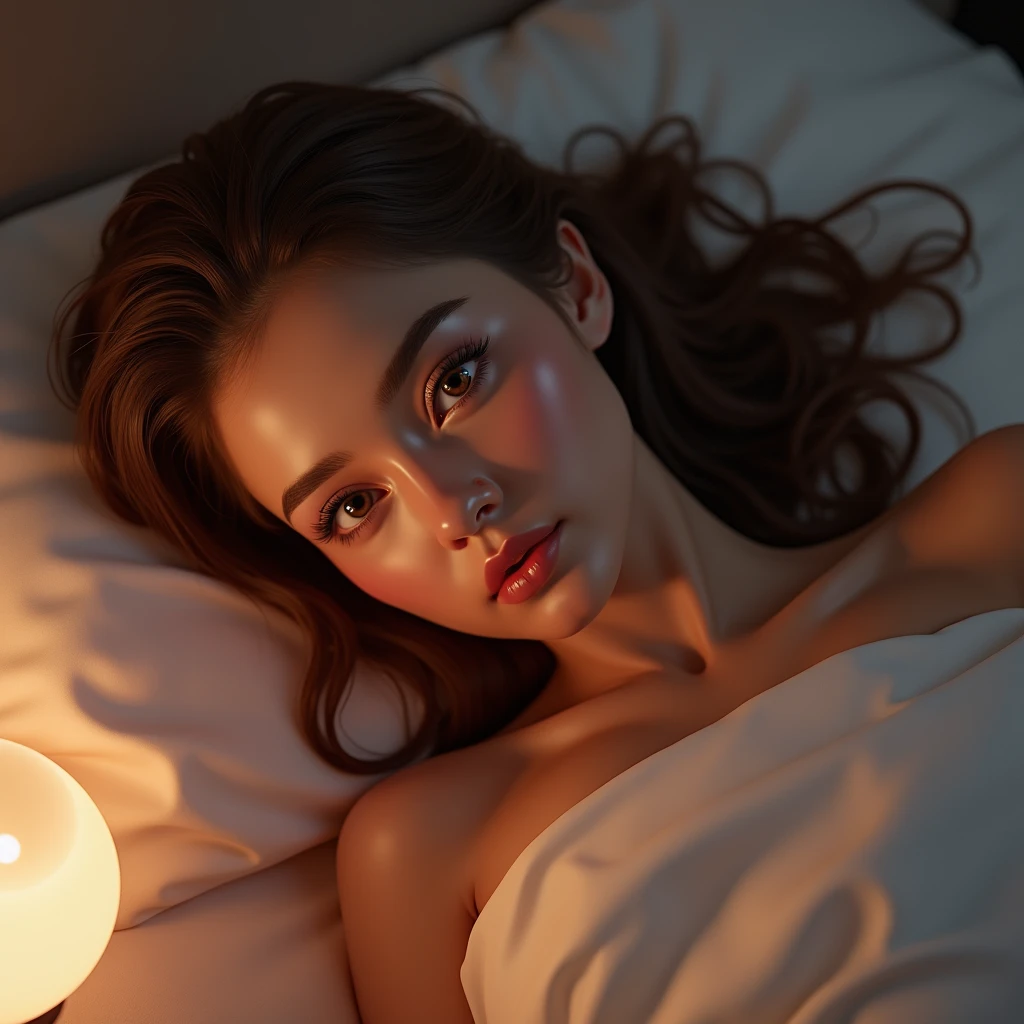 a girl lying on a bed nude masturbating, delicate skin, beautiful detailed eyes, beautiful detailed lips, extremely detailed face, long eyelashes, sensual expression, soft lighting, pastel colors, cinematic, photorealistic, 8k, high quality