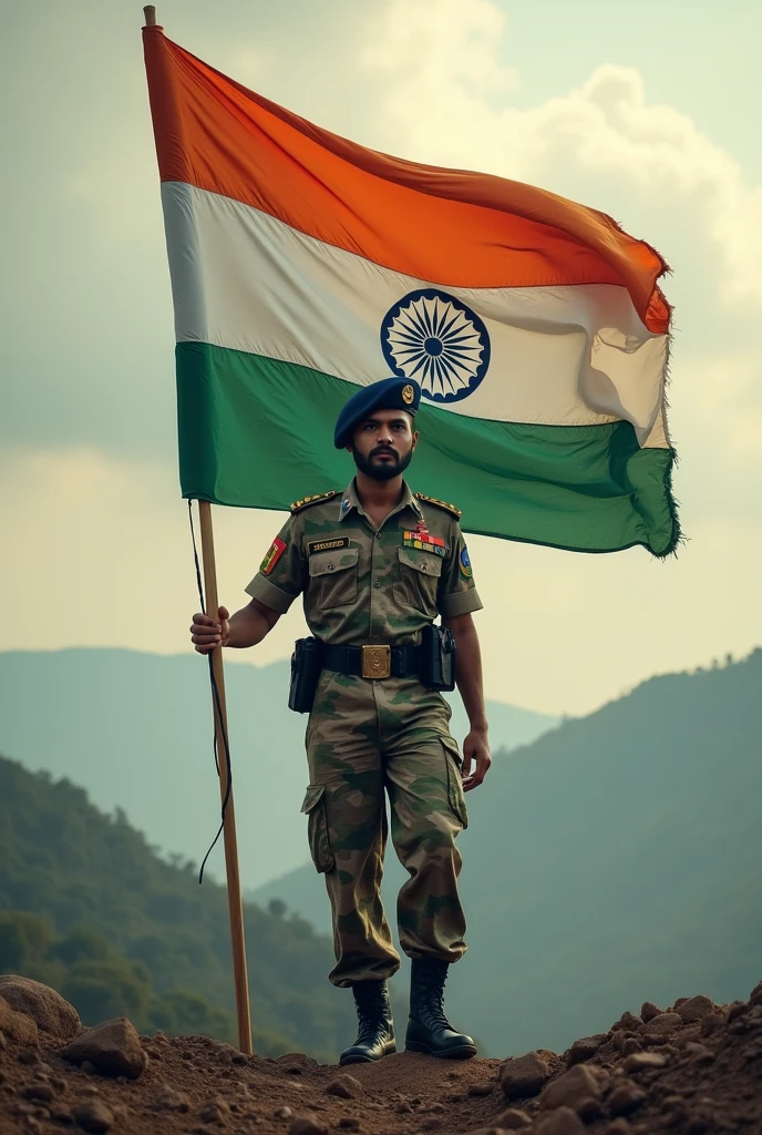 indian soilder with flag