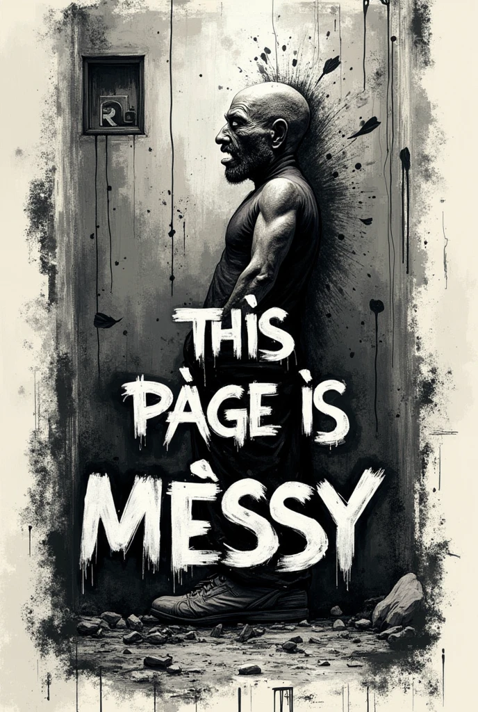 Create an avatar with text " This page is messy " in Vietnamese. The main color is black and white with a graffiti style
