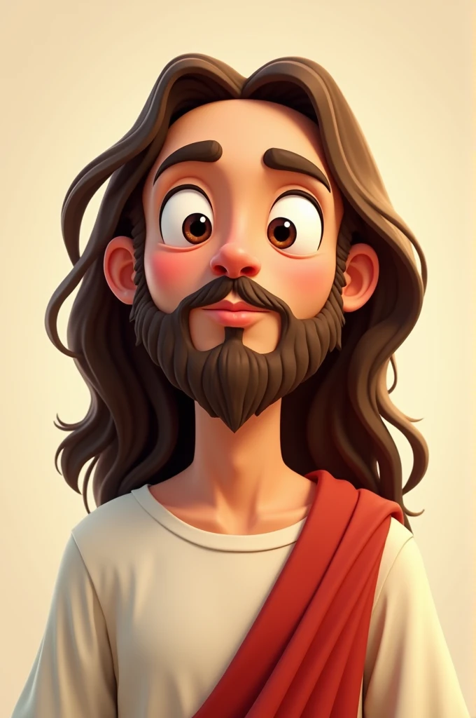 Cartoon Jesus big eyes small nose