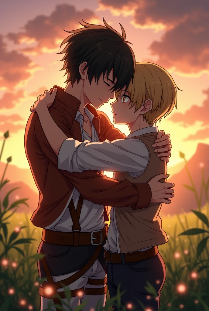 Eren Yeager hugs Itadori Yuji