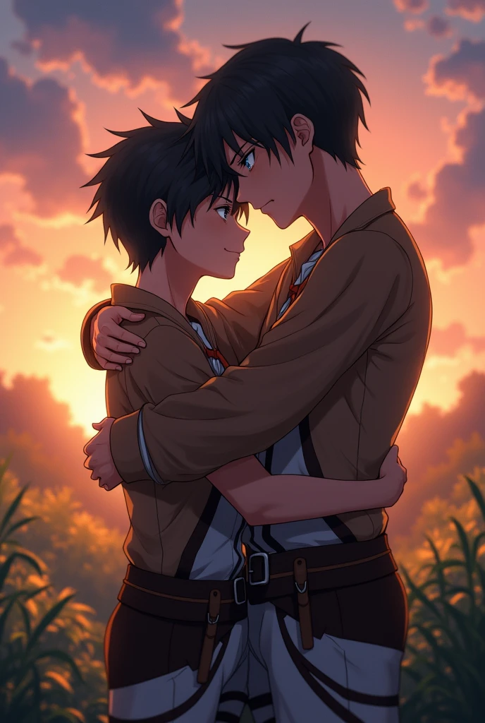 Eren Yeager hugs Itadori Yuji