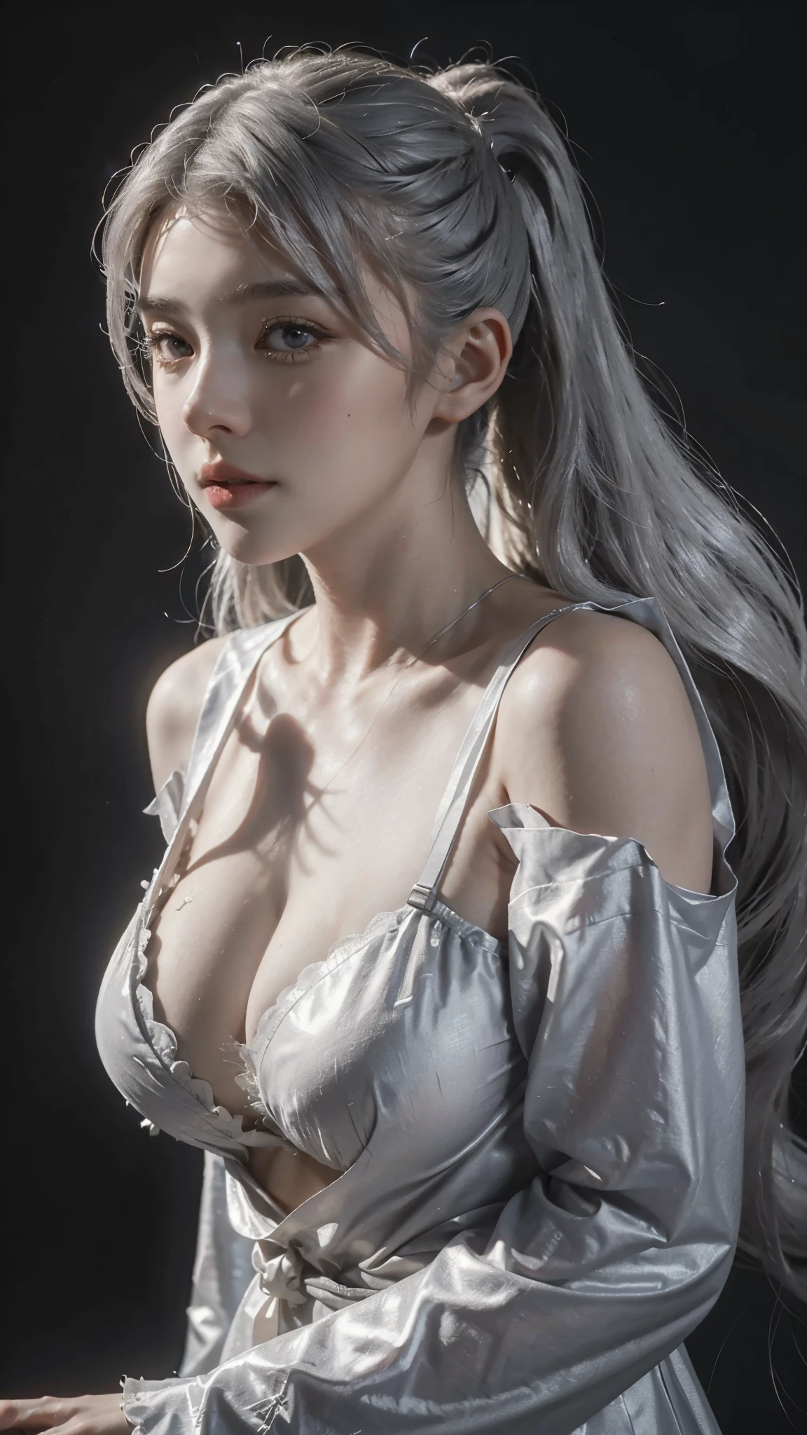 a colossal breasts twin tails silver hair priest side saint, nasty,(best quality,4k,8k,highres,masterpiece:1.2),ultra-detailed,(realistic,photorealistic,photo-realistic:1.37),vivid colors,dramatic lighting,intricate details,volumetric fog,cinematic composition