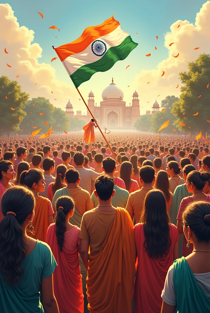 Genarate a image for this India's independence day with more diversity and August 15 happy independence day mentioned in it and should look natural