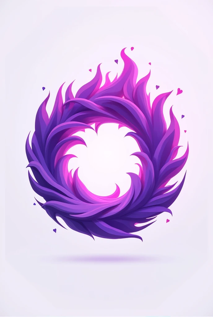 Round logo with purple fire flames