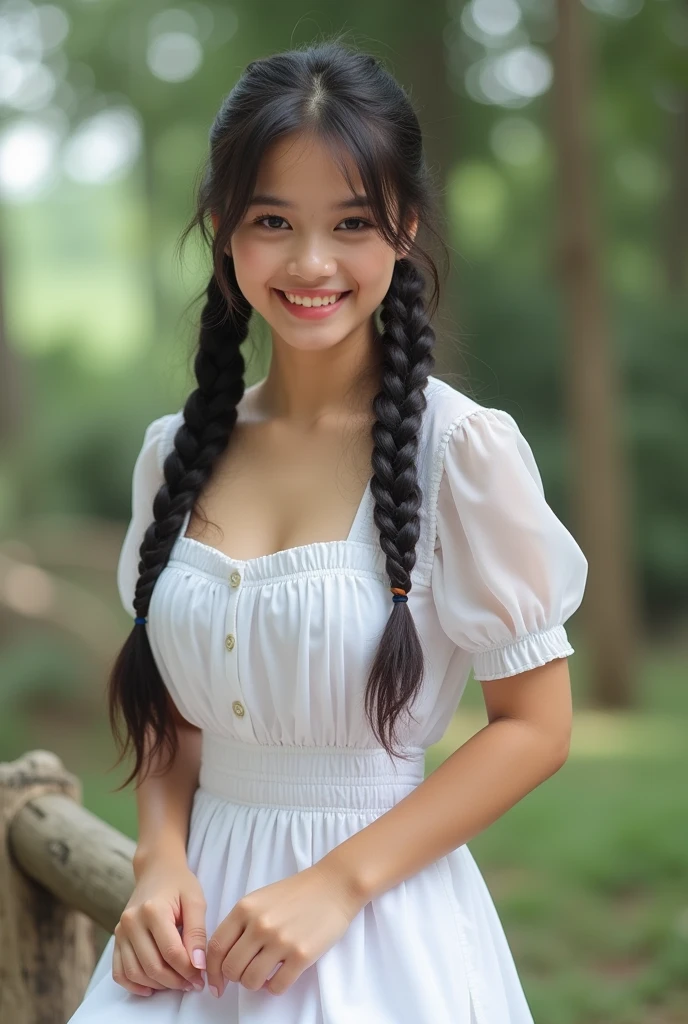 there is a sri lanka 20 years old cute woman, wearing white frock, wearing a school uniform, assamese aesthetic, school girl, dressed as schoolgirl, of a schoolgirl posing, cute schoolgirl, teenage female schoolgirl, profile pic ,with long hair, girl with plaits,huge ass,huge ,transperent nipples