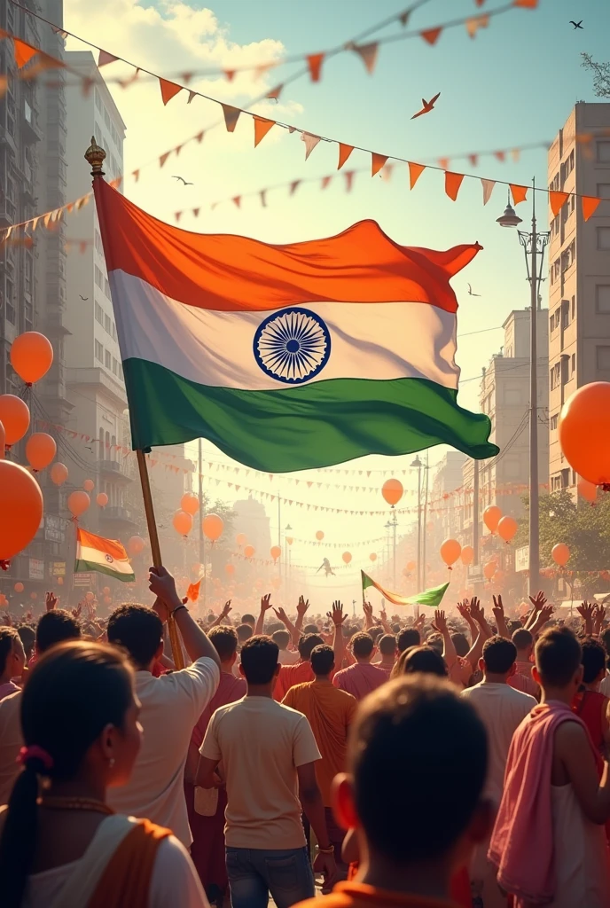 Happy independence day 2024 with indian flag