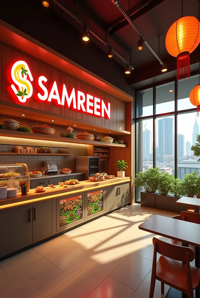 I need a image template for noodles fast food with the name of SAMREEN fast food 