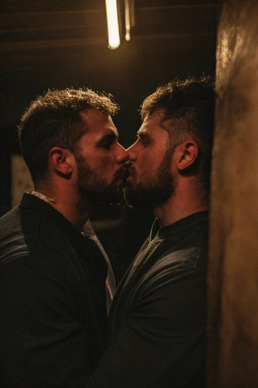 forbidden love, masterpiece, best quality, 2boys, beards, chavs, rough, dirty, Mancunian, mean, bullies, druggies, skinheads, in the neighbourhood, , soft kiss , realistic, dramatic lighting, atmospheric, intricate detail, , hairy manly macho disgusting powerful strong man, RAW candid cinema,16mm,color graded portra 400 film,remarkable color,ultra realistic,textured skin,remarkable detailed pupils,realistic dull skin noise,visible skin detail,skin fuzz,dry skin,shot with cinematic camera