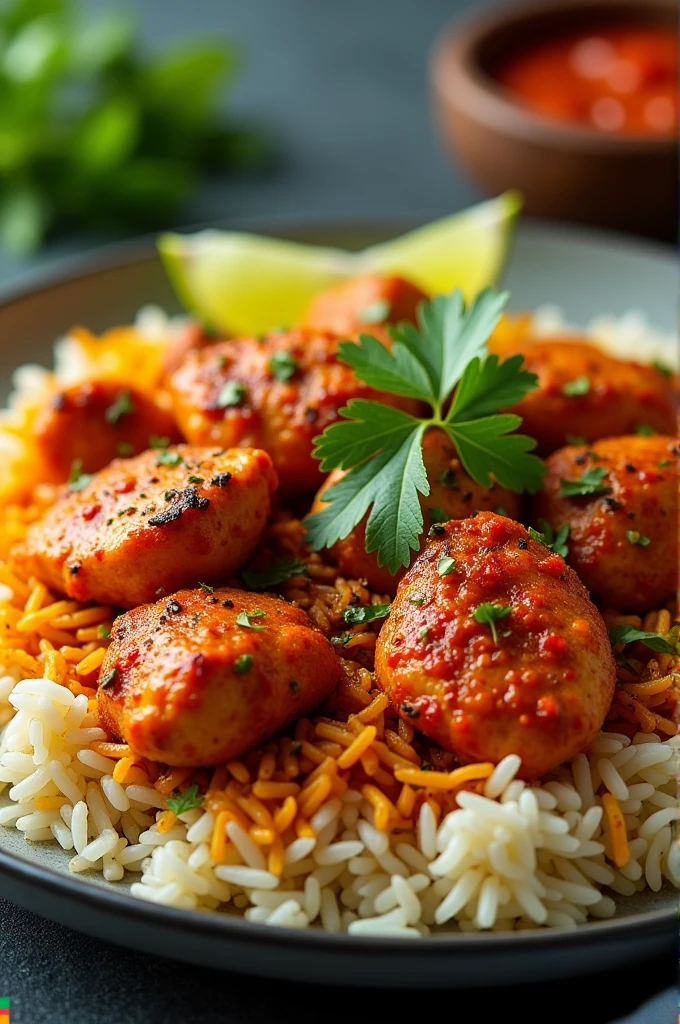 Spicy chicken rice indian sytle