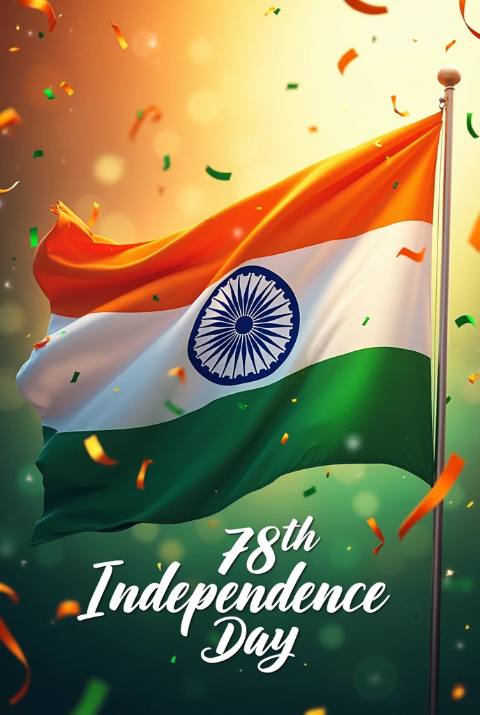 Generate graphics of 78th independence day wishes with India flag 