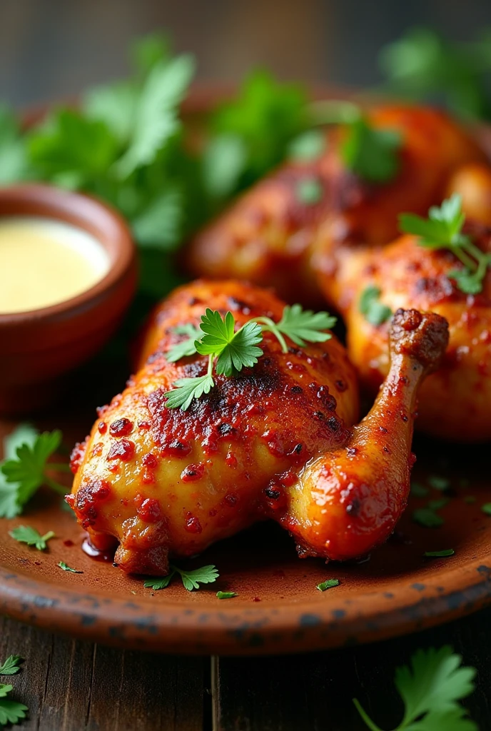 tandoori chicken with coriander and with more moinose 