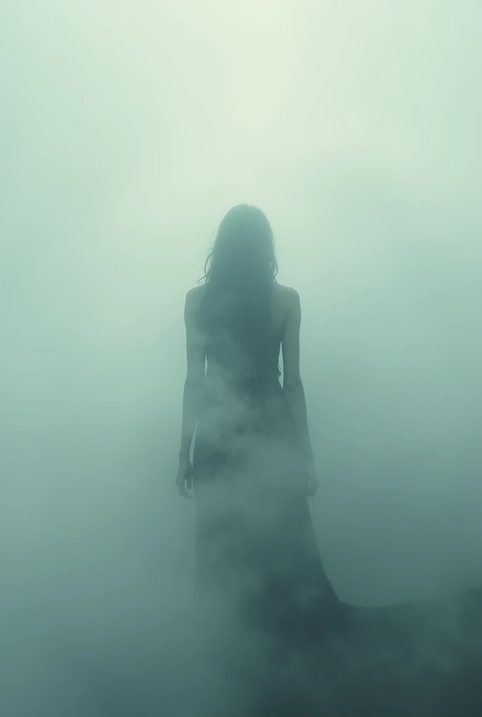 Représentation surréaliste d'un brouillard dense irréel, représentant une silhouette sublime, brouillard sensuel et cotonneux, légé et sublime