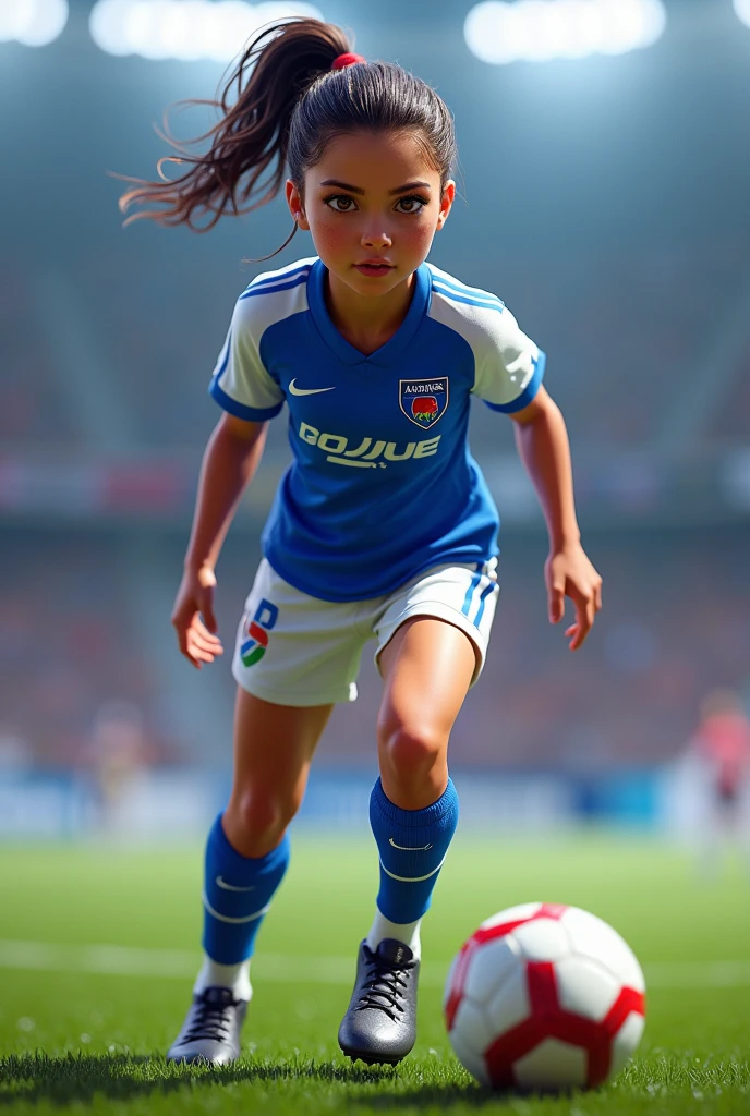 Can you create an image of Maki Sein wearing a Cruz Azul jersey?